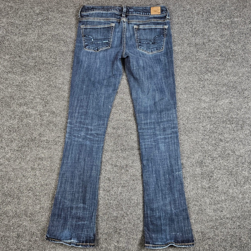 American Eagle Skinny Kick Jeans Women's 8 LONG Dark Wash Low Rise Stretch Denim - Picture 8 of 11